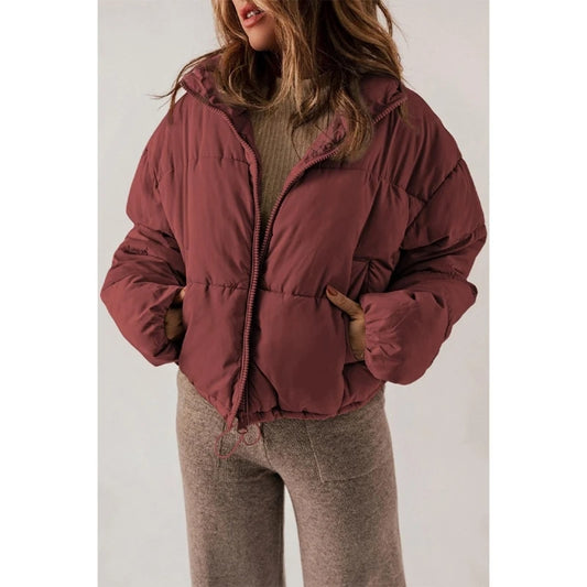 Doudoune Femme Courte à Col Montant - Manteau Chaud pour l'Hiver