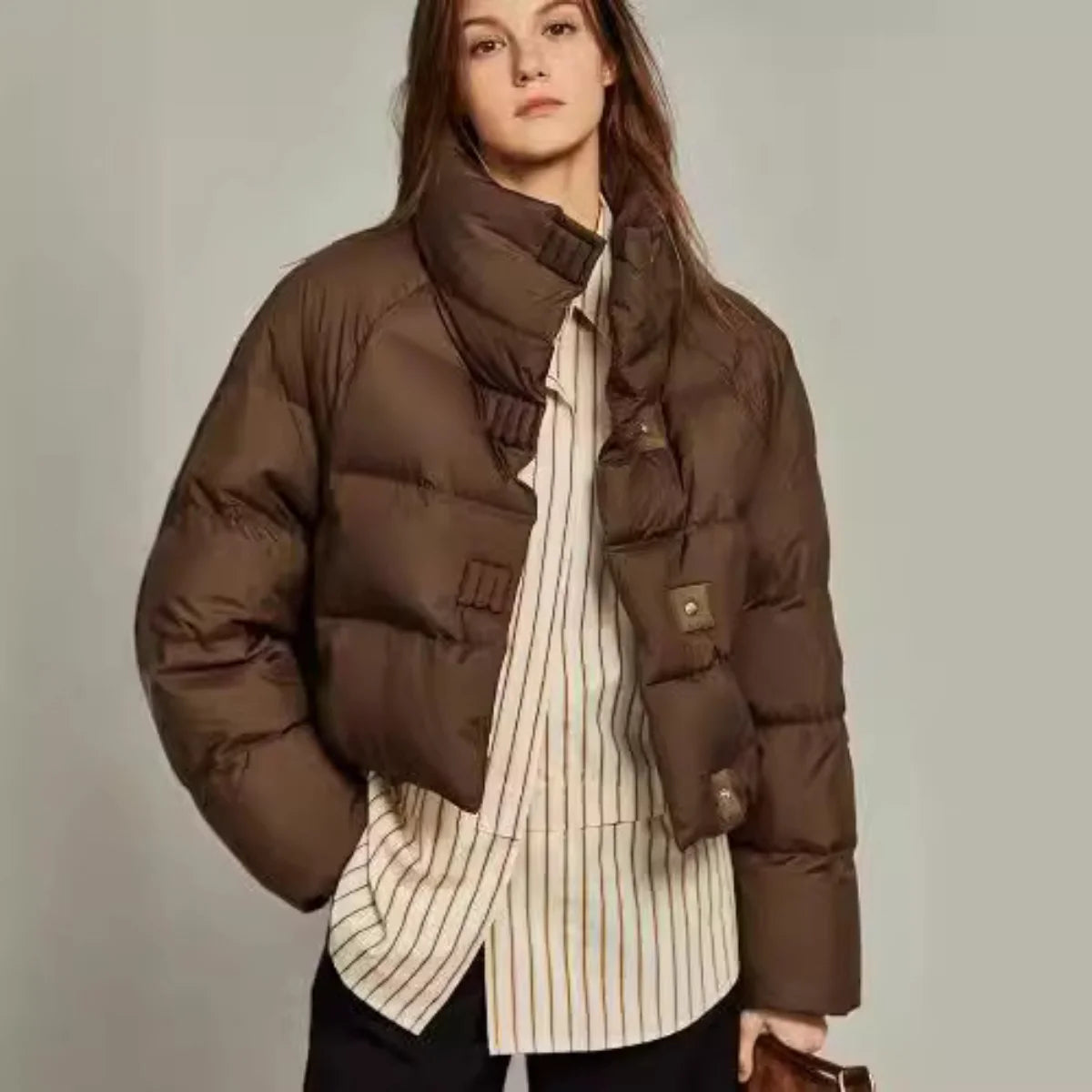 Veste courte marron pour femme